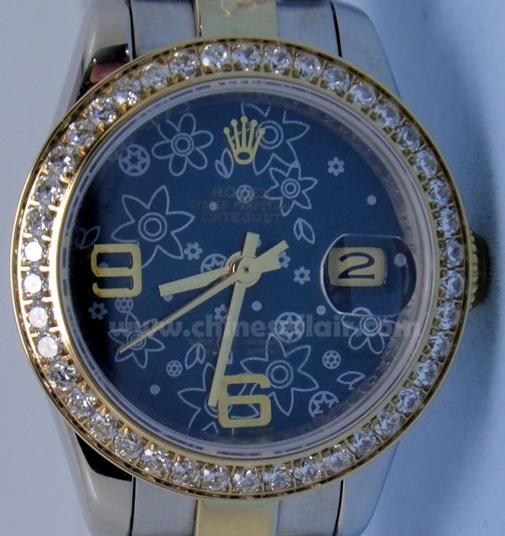 2-Tone Oyster Bracelet Blue Floral Motif Dial - Rolex 26mm 2-Tone Oyster Bracelet Blue Floral Motif Dial - Rolex 26mm